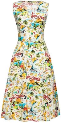 Queen Kerosin Damen Aop 50S Retro Armlose Swing Kleid "Lake Garda" QKU46025