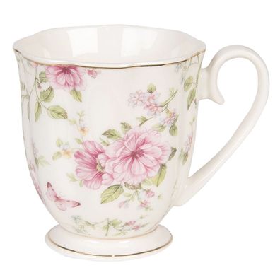 Clayre & Eef Porzellantasse mit rosa Blumen