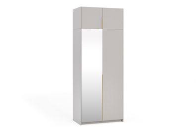 Kleiderschrank Apollonia I mit Spiegel und mit Aufsatz, Drehtürenschrank,