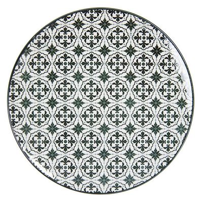 Clayre & Eef Speiseteller Ø 26 cm Schwarz Weiß Keramik (Gr. Ø 26x2 cm)