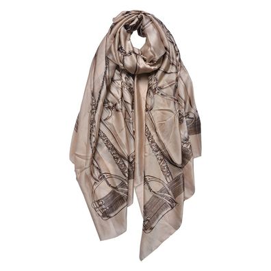 Clayre & Eef Gemusterter Damenschal 90x180 cm Beige Synthetisch
