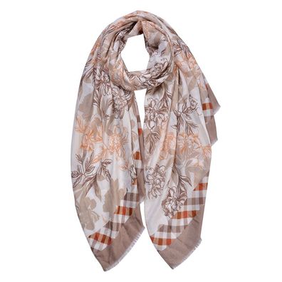 Clayre & Eef Gemusterter Damenschal 80x180 cm Beige Synthetisch