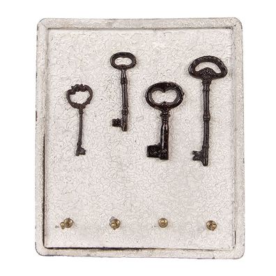Clayre & Eef Schlüsselablage 22x5x25 cm Beige Holz (Gr. 22x5x25 cm)