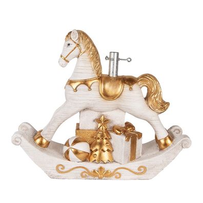 Clayre & Eef Weihnachtsbaumständer Schaukelpferd 73x21x61 cm Weiß Keramikmaterial