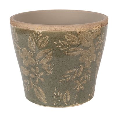 Clayre & Eef Blumentopf Ø 10x9 cm Grün Keramik (Gr. Ø 10x9 cm)