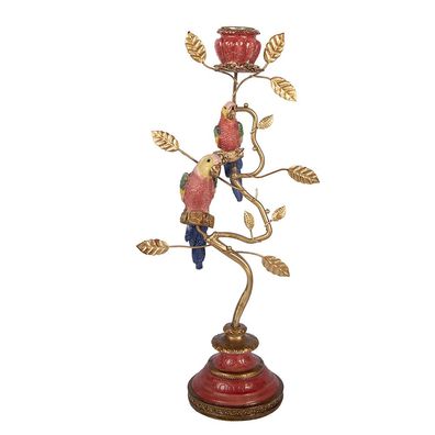 Clayre & Eef Kerzenständer 16x9x33 cm Goldfarbig Kunststoff (Gr. 16x9x33 cm)