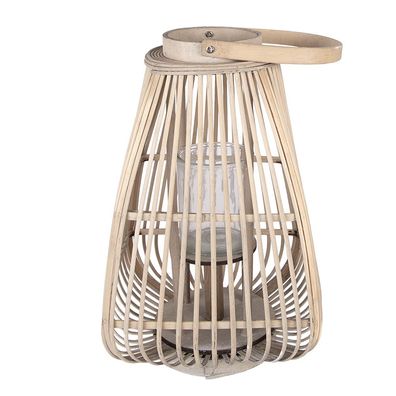 Clayre & Eef Windlicht 27x27x42 cm Beige Rattan (Gr. 27x27x42 cm)