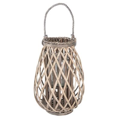 Clayre & Eef Windlicht Ø 27x40 cm Grau Holz (Gr. Ø 27x40 cm)