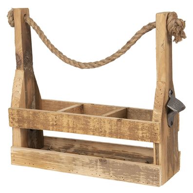 Clayre & Eef Flaschenhalter 32x11x32 cm Braun Holz (Gr. 32x11x32 cm)
