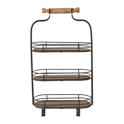 Clayre & Eef 3-Schicht-Etagere 51 cm Schwarz Braun Eisen (Gr. 31x17x53 cm)