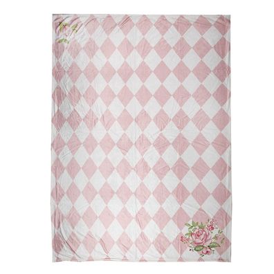 Clayre & Eef Tagesdecke 130x170 cm Rosa Weiß Polyester (Gr. 130x170 cm)