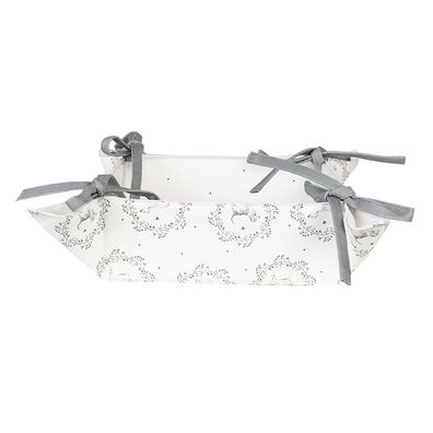 Clayre & Eef Brotkorb 35x35x8 cm Weiß Grau Baumwolle Hund (Gr. 35x35x8 cm)