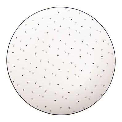 Clayre & Eef Frühstücksteller Ø 20 cm Weiß Porzellan Herzen (Gr. Ø 20x2 cm)