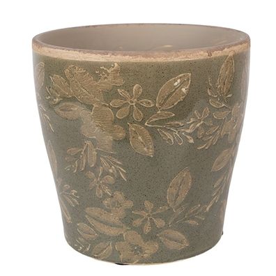 Clayre & Eef Blumentopf Ø 14x13 cm Grün Keramik (Gr. Ø 14x13 cm)