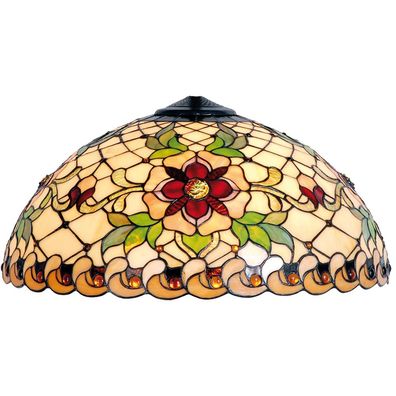 Clayre & Eef Lampenschirm Tiffany Ø 50x25 cm Beige Rot Glas Rose