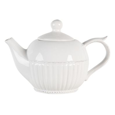 Clayre & Eef Teekanne 750 ml Weiß Dolomit (Gr. 21x13x14 cm / 750 ml)