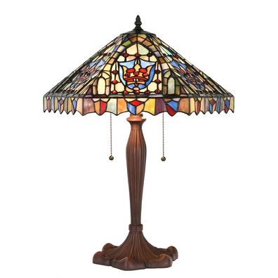 Clayre & Eef Tiffany Tischlampe Ø 47x60 cm Beige Blau Glas