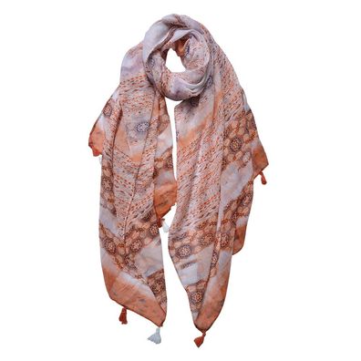 Clayre & Eef Gemusterter Damenschal 90x180 cm Orange Synthetisch