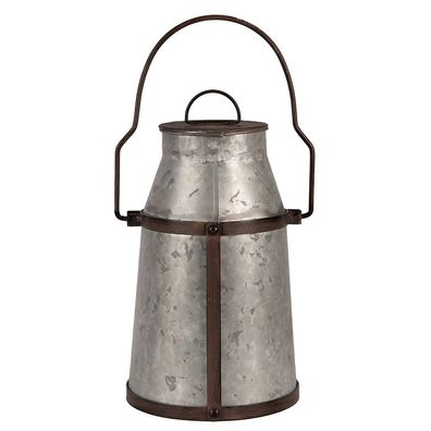 Clayre & Eef Dekoration Milchkanne 26 cm Grau Braun Metall (Gr. 20x18x26/36 cm)