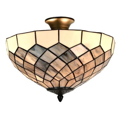 Clayre & Eef Deckenlampe Tiffany Ø 41x24 cm Grau Glas