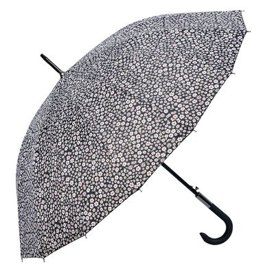Clayre & Eef Erwachsenen-Regenschirm 90 cm Schwarz Polyester Blumen