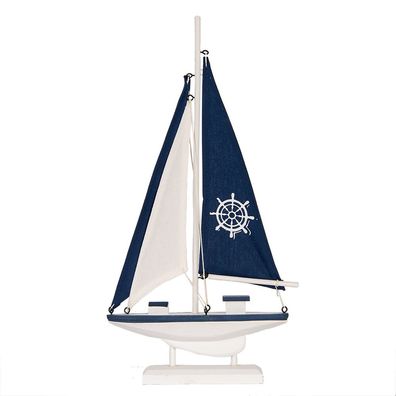Clayre & Eef Dekoration Boot 20x4x37 cm Weiß Blau MDF (Gr. 20x4x37 cm)