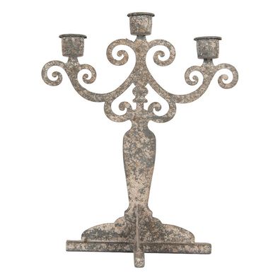 Clayre & Eef Kerzenständer 26x16x35 cm Grau Metall (Gr. 26x16x35 cm)