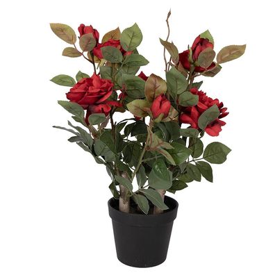 Clayre & Eef Kunstpflanze Rose 20x20x55 cm Rot Kunststoff (Gr. 20x20x55 cm)