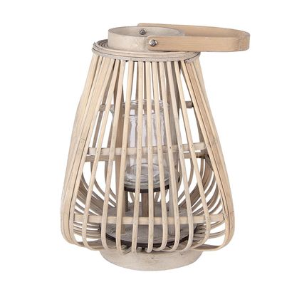 Clayre & Eef Windlicht 23x23x30 cm Beige Rattan (Gr. 23x23x30 cm)