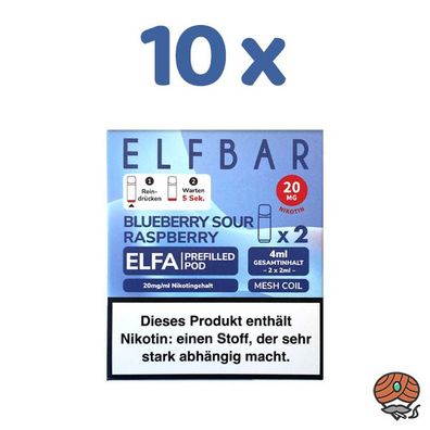 ELFBAR ELFA POD Blueberry Sour Raspberry 20mg/ml Nikotin 10x 2 Pods