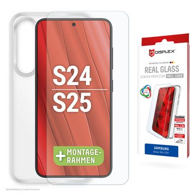 Displex Panzerglas 10H inklusive Handyhülle transparent für Samsung Galaxy S24,