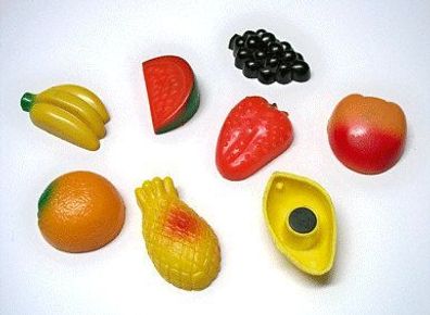 8 Stück Pinwand Magnete Kühlschrankmagnete Kunststoff tropische Früchte bunt