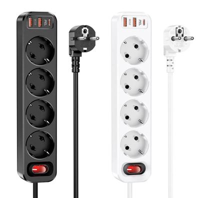 HOCO 4-fach Steckdosenleiste + 2 x USB QC3.0 18W + Typ C PD 20W - Farbe: