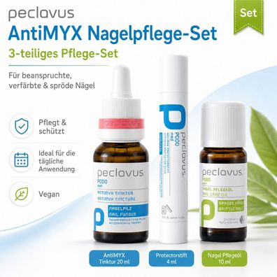 peclavus AntiMYX Nagelpflege Set Tinktur 20ml + Protectorstift 4ml + Nagelöl 10ml