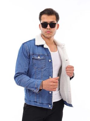 Jeansjacke Sweatjacke Herren Jacke Übergangsjacke Denim Jeans Gefüttert