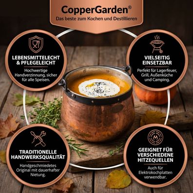 CopperGarden®" Kupferkessel 3 Liter | Handverzinnt