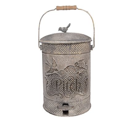 Clayre & Eef Treteimer 24x24x36 cm Grau Metall (Gr. 24x24x31 cm)