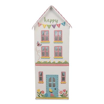 Clayre & Eef Dekorationsfigur Haus 11x12x28 cm Weiß Metall (Gr. 11x12x28 cm)