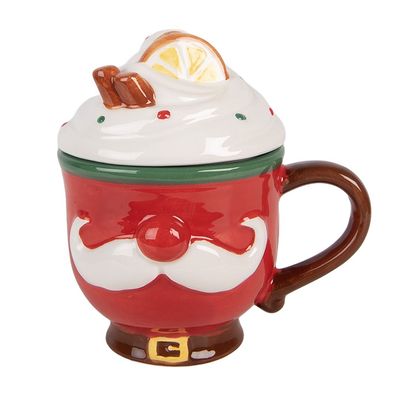 Clayre & Eef Tasse 350 ml Rot Keramik (Gr. 13x9x16 cm / 350 ml)