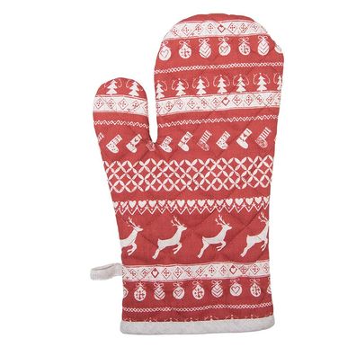Clayre & Eef Ofenhandschuh 16x30 cm Rot Baumwolle