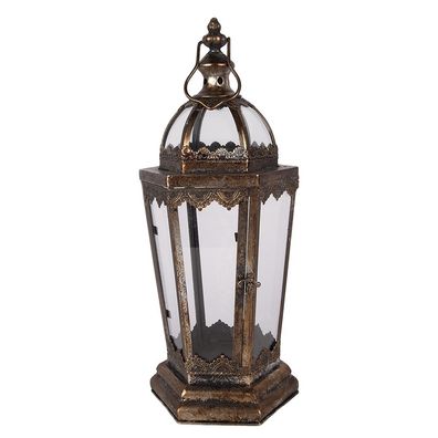 Clayre & Eef Laterne 19x17x45 cm Braun Metall (Gr. 19x17x45 cm)