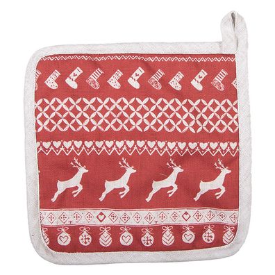 Clayre & Eef Topflappen 20x20 cm Rot Baumwolle (Gr. 20x20 cm)