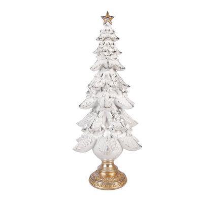 Clayre & Eef Weihnachtsdekorationsfigur Weihnachtsbaum 20x14x46 cm Weiß Kunststoff