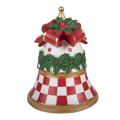 Clayre & Eef Weihnachtsdekorationsfigur Klingel Ø 16x20 cm Weiß Kunststoff