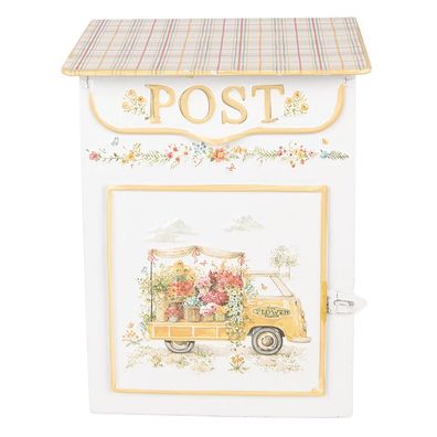 Clayre & Eef Briefkasten 23x13x32 cm Weiß Metall (Gr. 23x13x32 cm)
