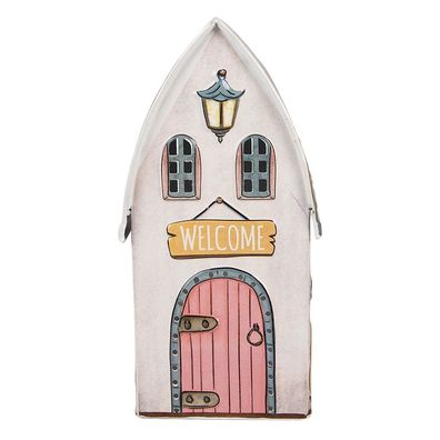 Clayre & Eef Dekorationsfigur Haus 12x11x23 cm Beige Metall (Gr. 12x11x23 cm)
