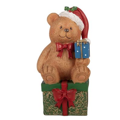 Clayre & Eef Weihnachtsdekorationsfigur Bär 14x14x25 cm Braun Kunststoff