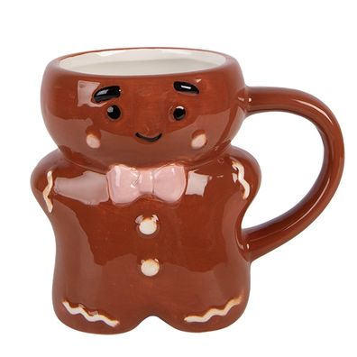 Clayre & Eef Tasse Pfefferkuchenmann 250 ml Braun Keramik (Gr. 12x8x10 cm / 250 ml)