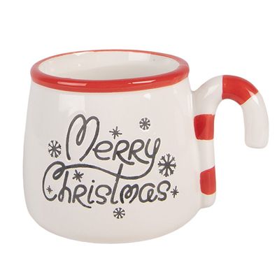 Clayre & Eef Tasse 300 ml Weiß Keramik (Gr. 13x10x8 cm / 300 ml)