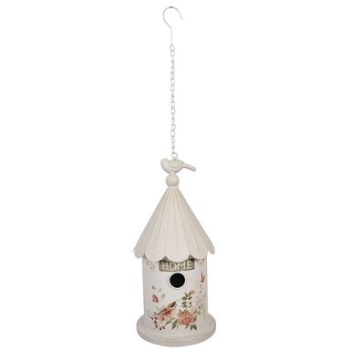 Clayre & Eef Vogelhaus Ø 19x40 cm Beige Metall (Gr. Ø 19x40 cm)